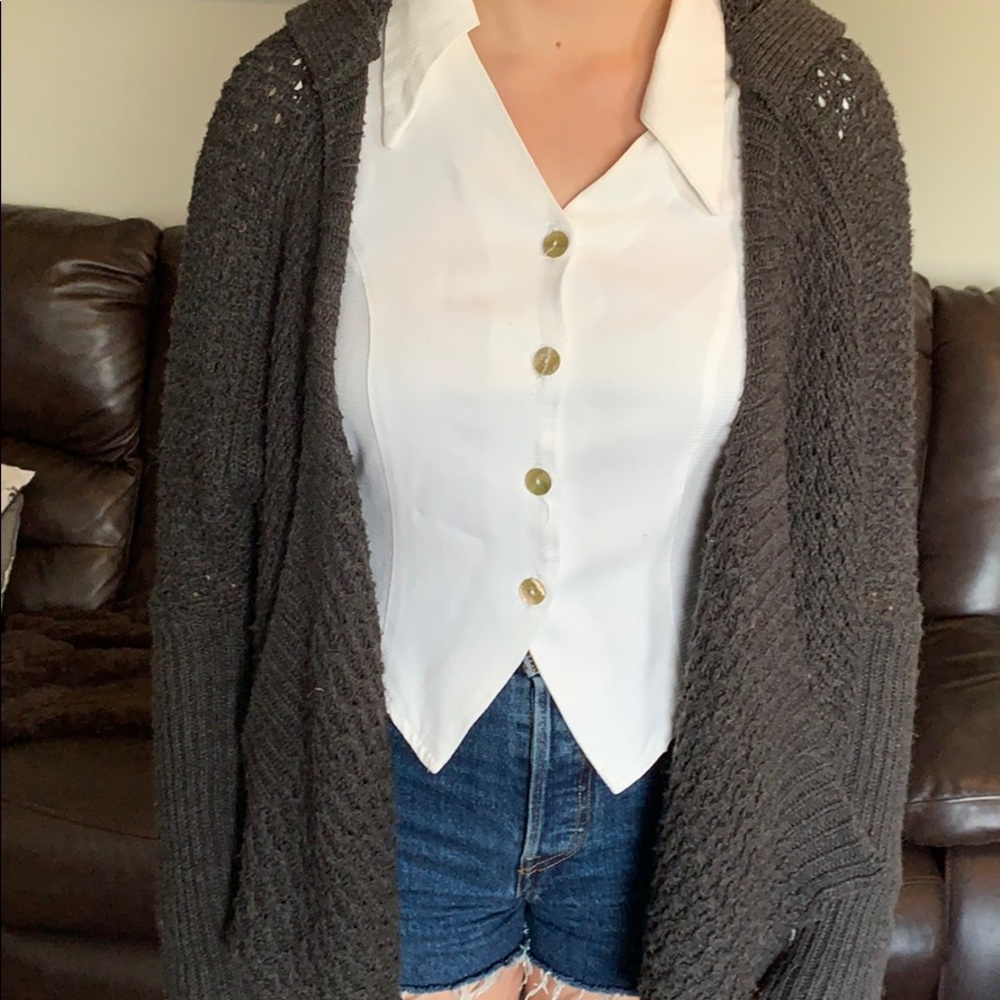 Grey knit cardigan